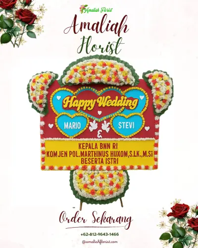 Karangan Papan Bunga Pernikahan di Sisalam